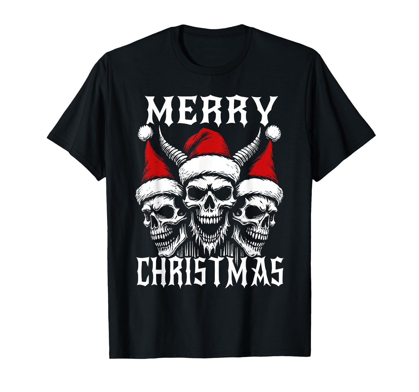 Dark Christmas Santa Skulls Gothic Edgy Xmas T-Shirt