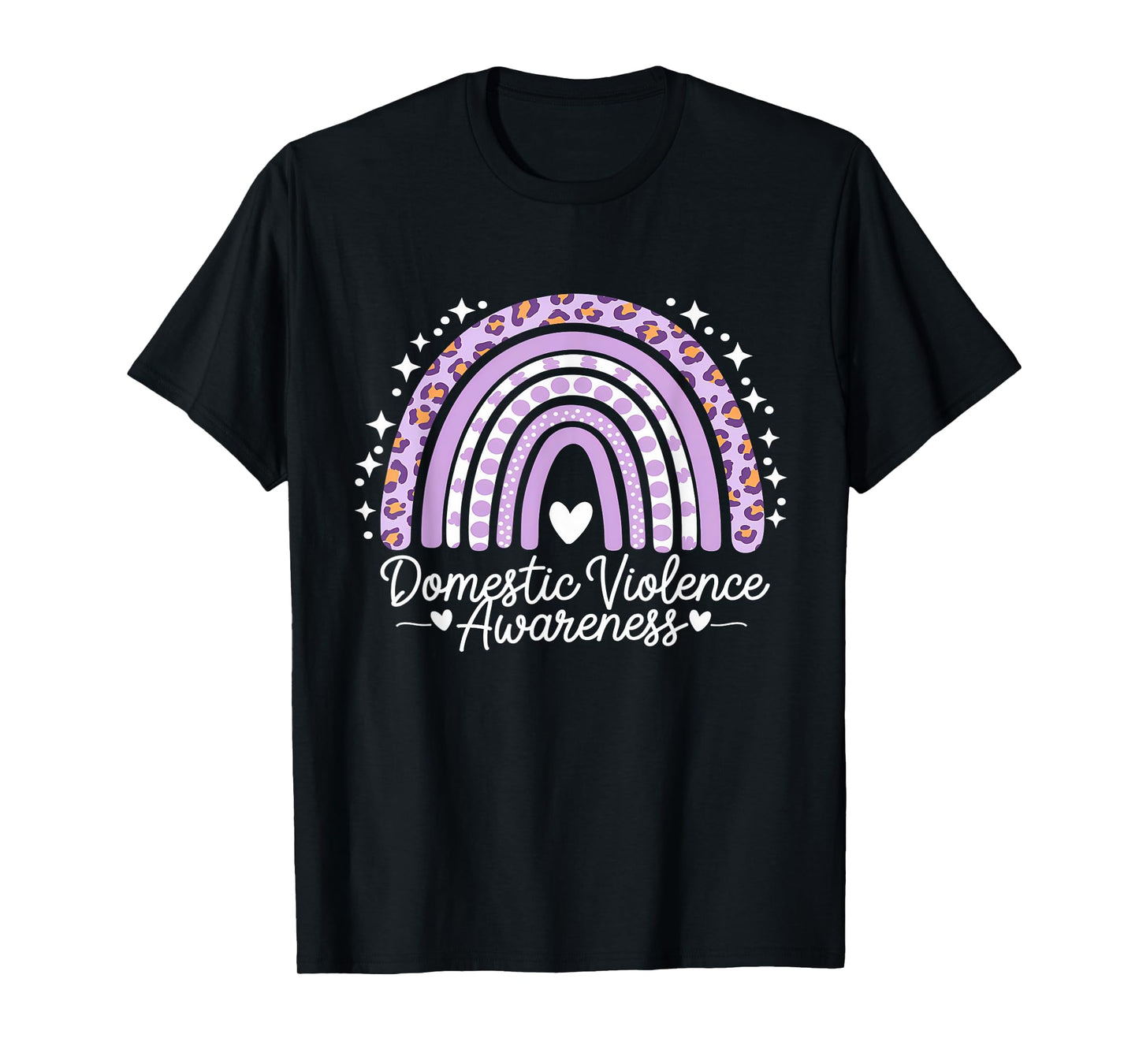 Domestic Violence Awareness Purple Ribbon Rainbow Leopard T-Shirt