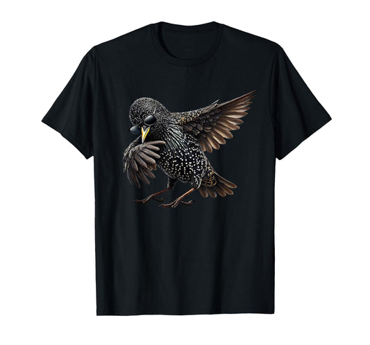 Dabbing European Starling Bird Watcher Lover Birding T-Shirt