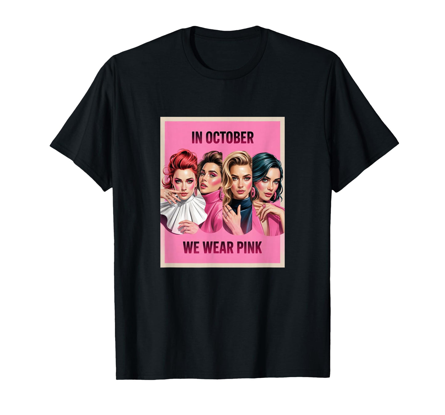 in October We Wear Pink - Witch & Ghost Halloween Apparel T-Shirt