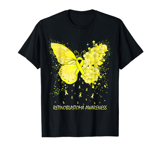 Womens Butterfly Retinoblastoma Awareness Ribbon T-Shirt