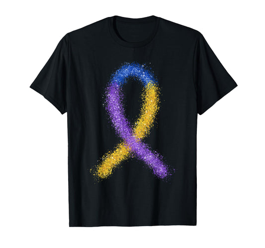 Paint Bladder Cancer Purple Blue And Yellow Ribbon Dysuria T-Shirt