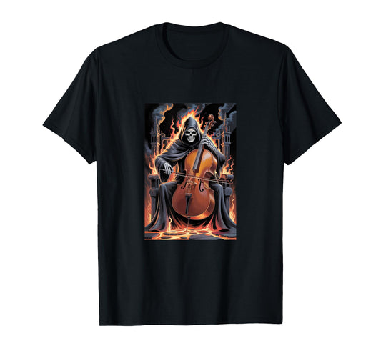 Death’s Bassline – Grim Reaper Playing Upright Bass T-Shirt