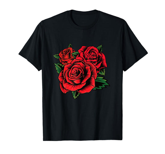 Cute Red Roses Flower Gardening Red Roses Flower Valentines T-Shirt