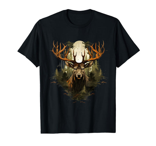 Deer Wildlife Nature Motif Animal Lovers Landscape Forest T-Shirt