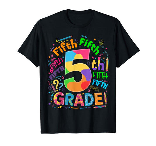 Back To School 5th Grade Team Typography Student Teacher T-Shirt
