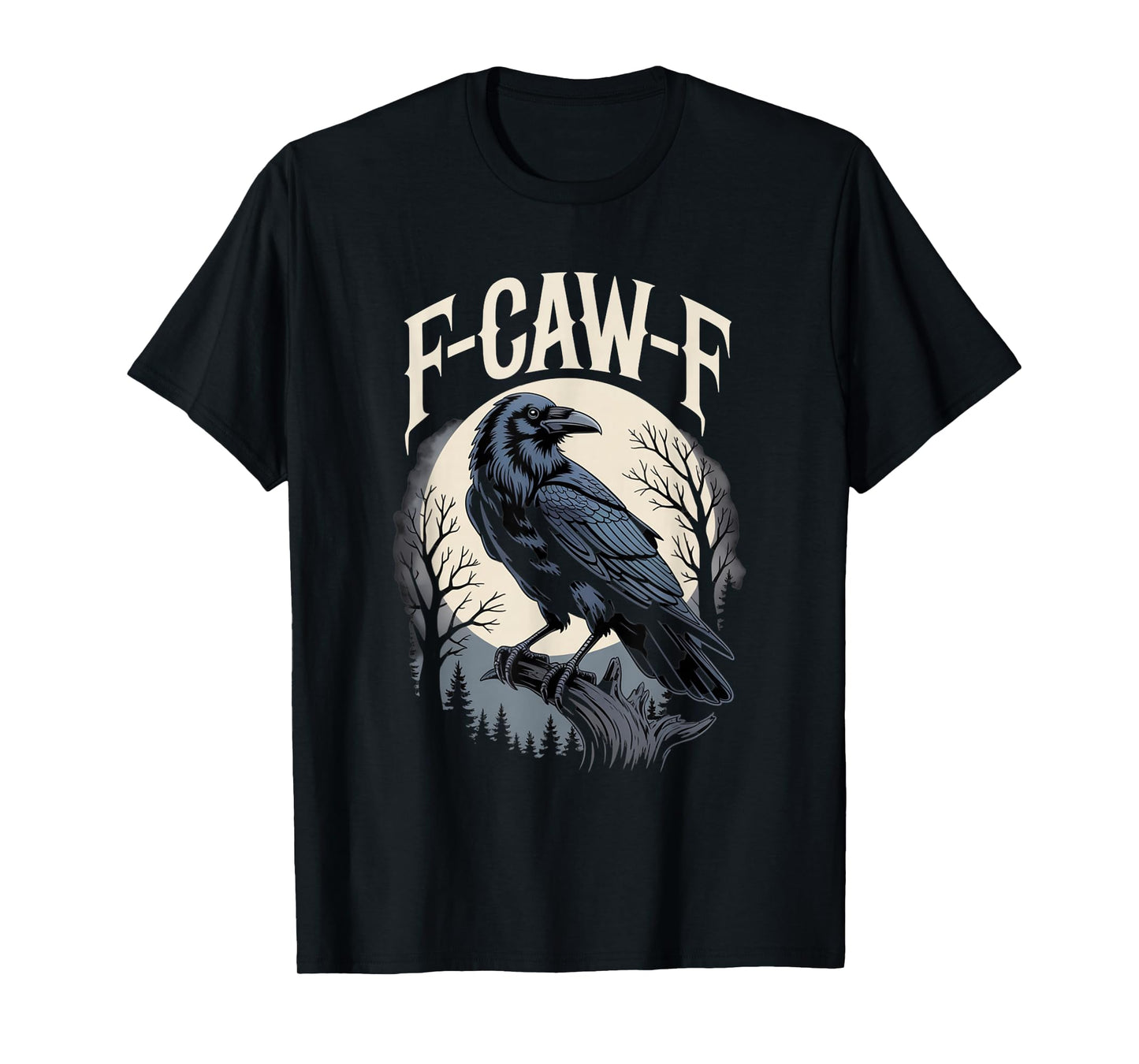 F-Caw-F Black Crow Raven in Moonlight T-Shirt
