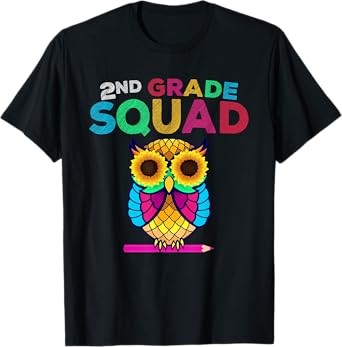 2nd Grade Squad Sunflower Owl Second Grade Teacher Men Women Kids T-Shirt