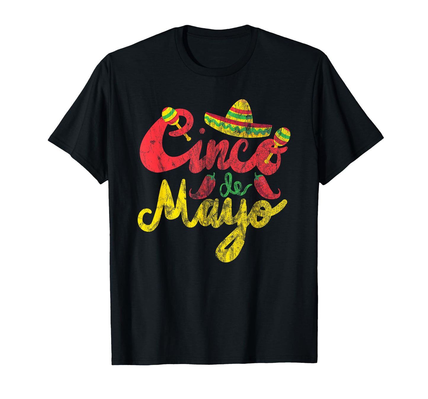 Cinco de Mayo Vintage Tee Mexico Chilli Retro Sombrero T-Shirt