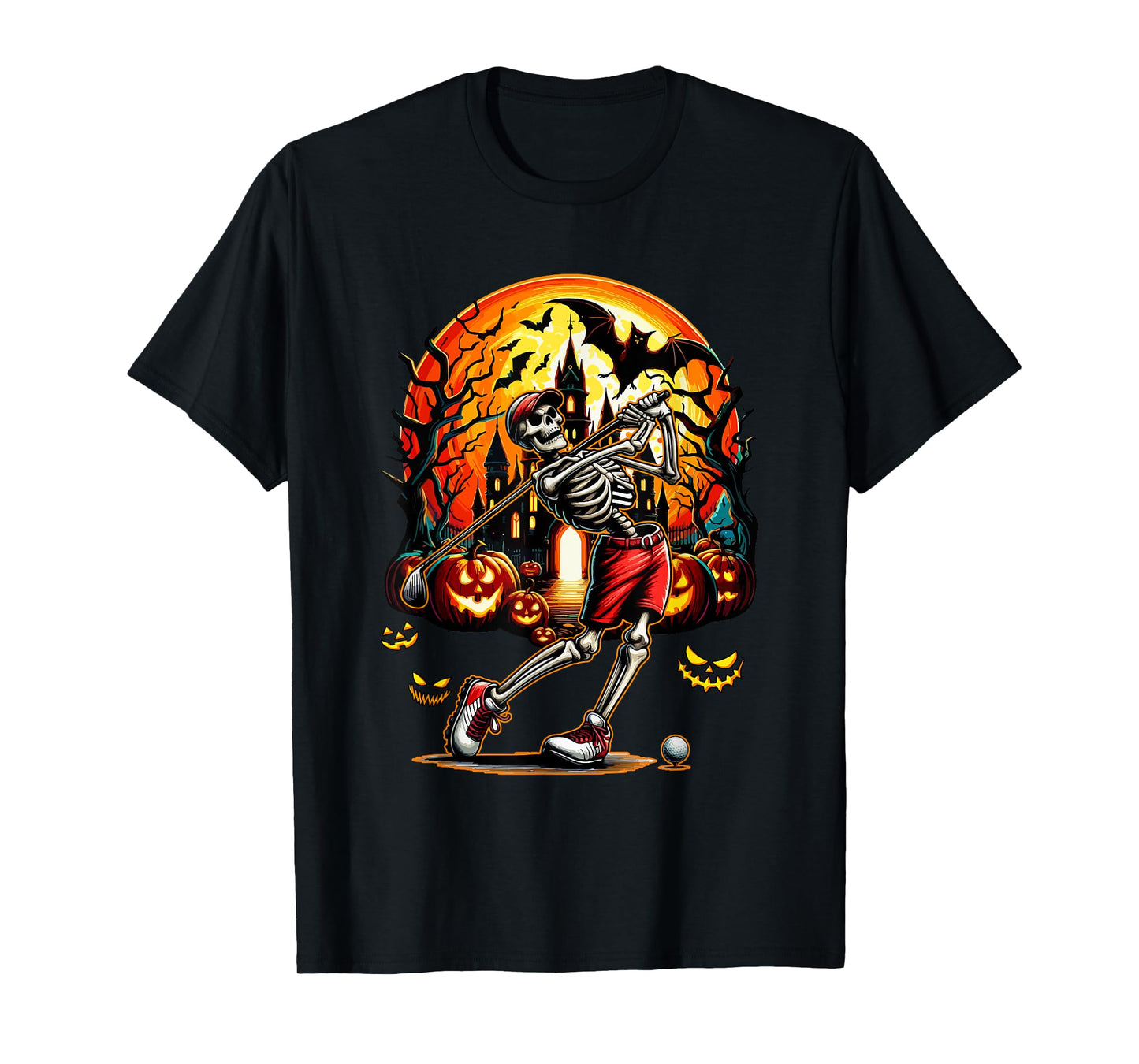 Golf Player Sports Lover Costume Halloween Skeleton T-Shirt