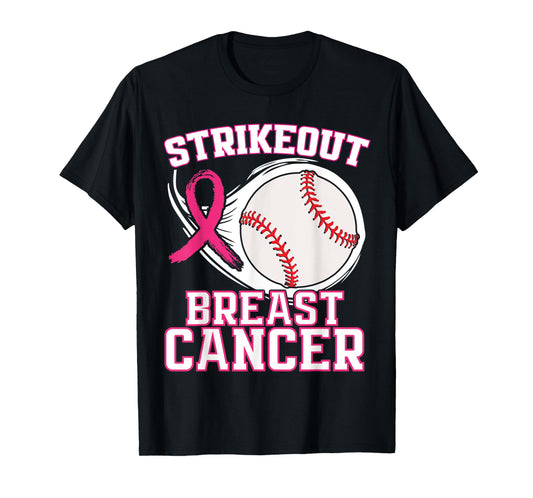 Strike Out Breast Cancer Awareness - Baseball Pink Ribbon T-Shirt