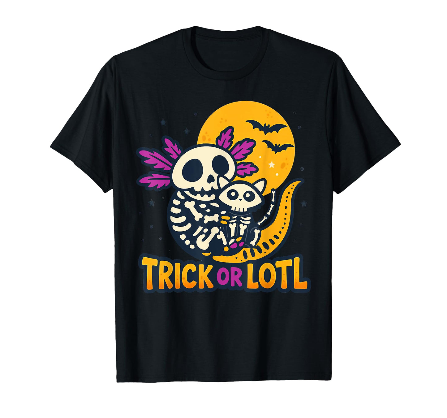 Trick Or Lotl Skeleton Axolotl Halloween Cute T-Shirt
