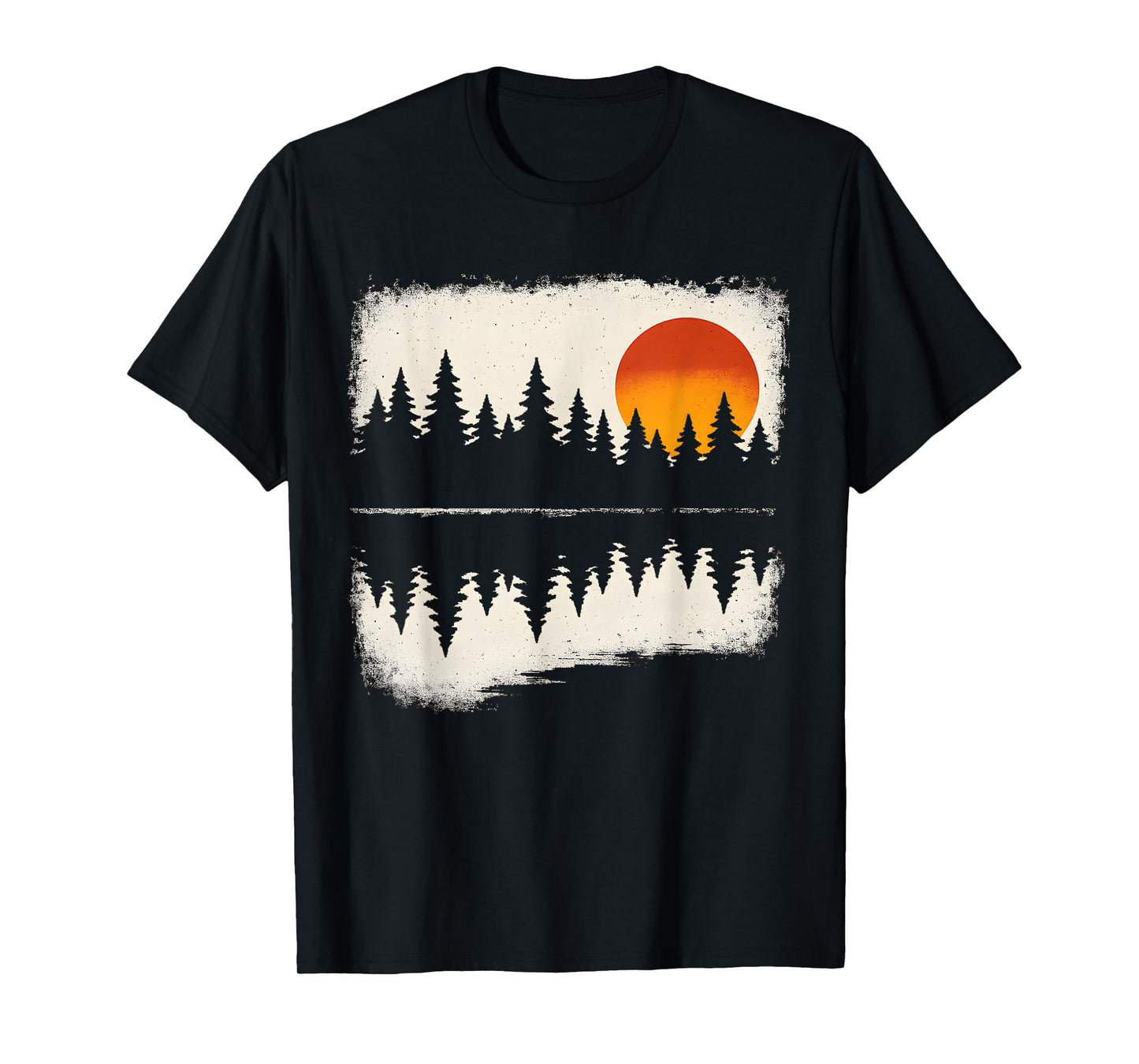 Pine Tree Silhouette Reflection Sunset Wilderness Hiking T-Shirt