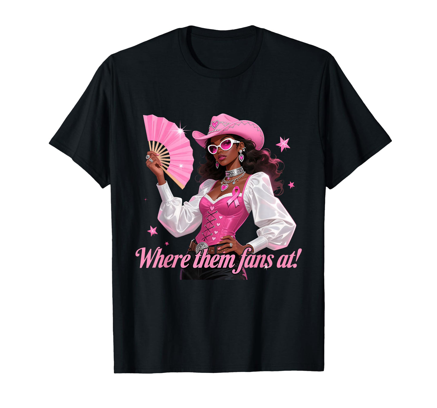 Pink Cowgirl Fan Funny Breast Cancer Support Look T-Shirt