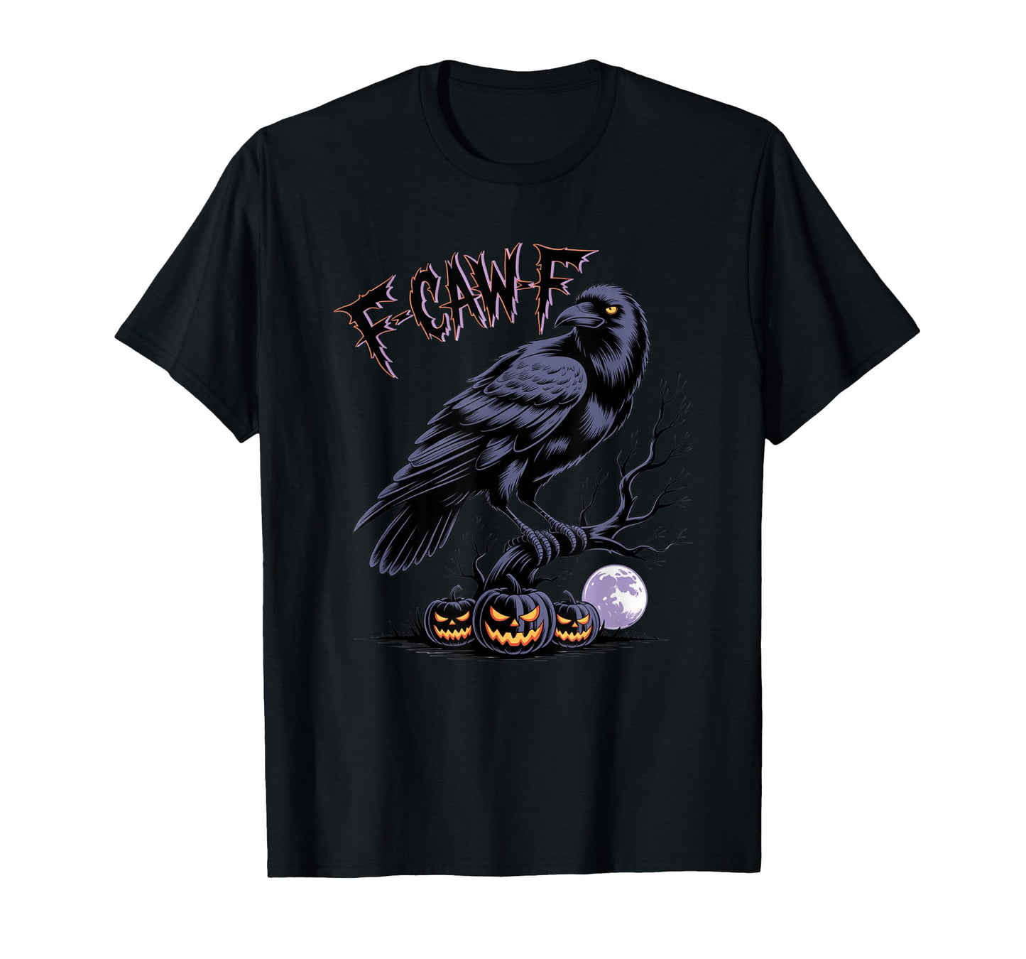 Raven Halloween F-Caw-F Funny Spooky Goth Crow Bird T-Shirt