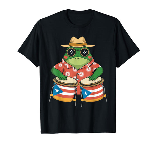 Coqui Frog Boricua Puerto Rico Taino - Rainforest Percussion T-Shirt