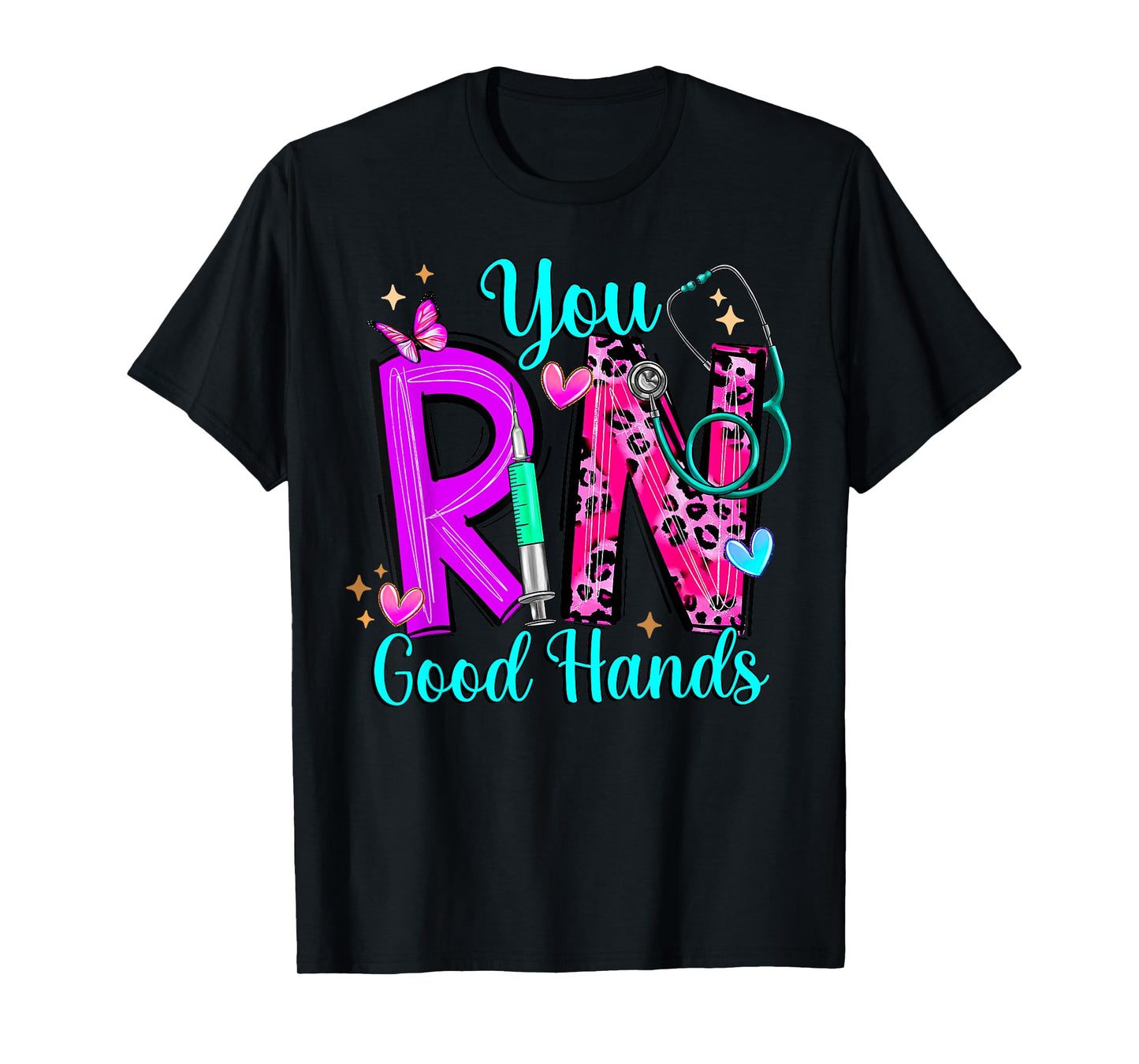 Groovy Registered Nurse You RN Good Hands Cute Stethoscope T-Shirt