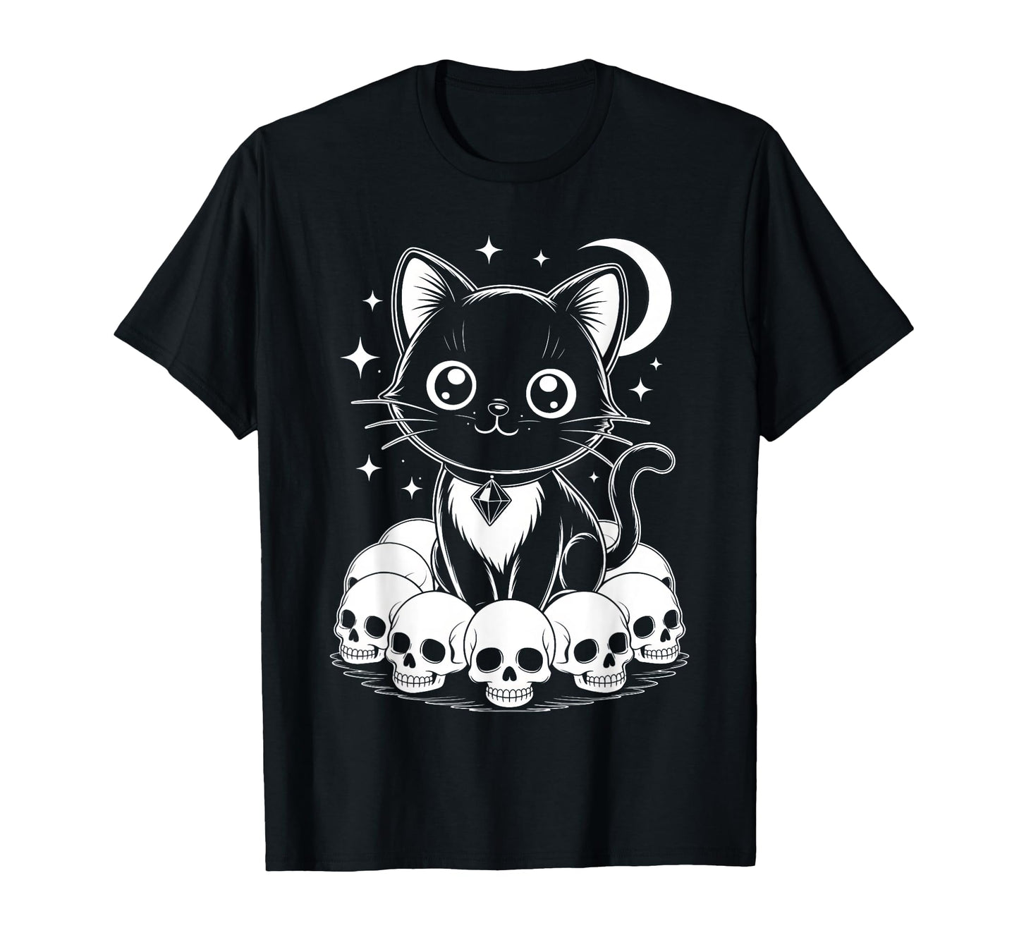 Cat Skulls Creepy Cute Kitty Goth Funny Halloween Spooky T-Shirt
