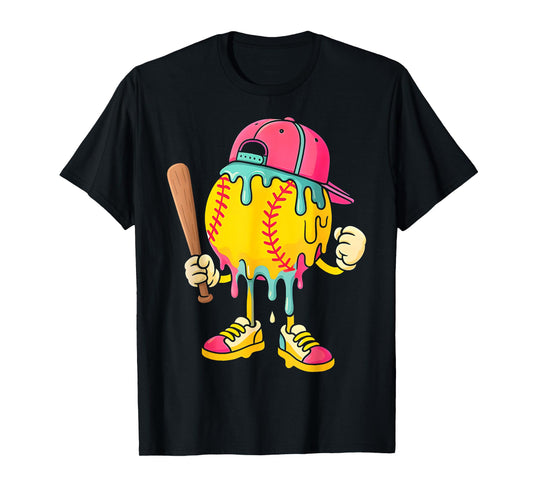 Baseball Drip for Boys Ice Cream Drip Baseball T-Shirt