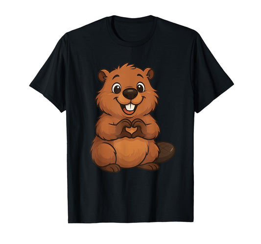 Beaver with heart | Sweet beaver motif with heart symbol T-Shirt