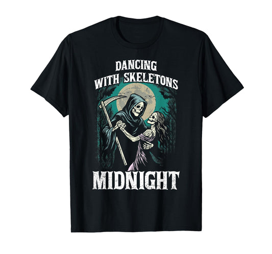 Dancing with Skeletons Halloween Spooky Haunted Season T-Shirt