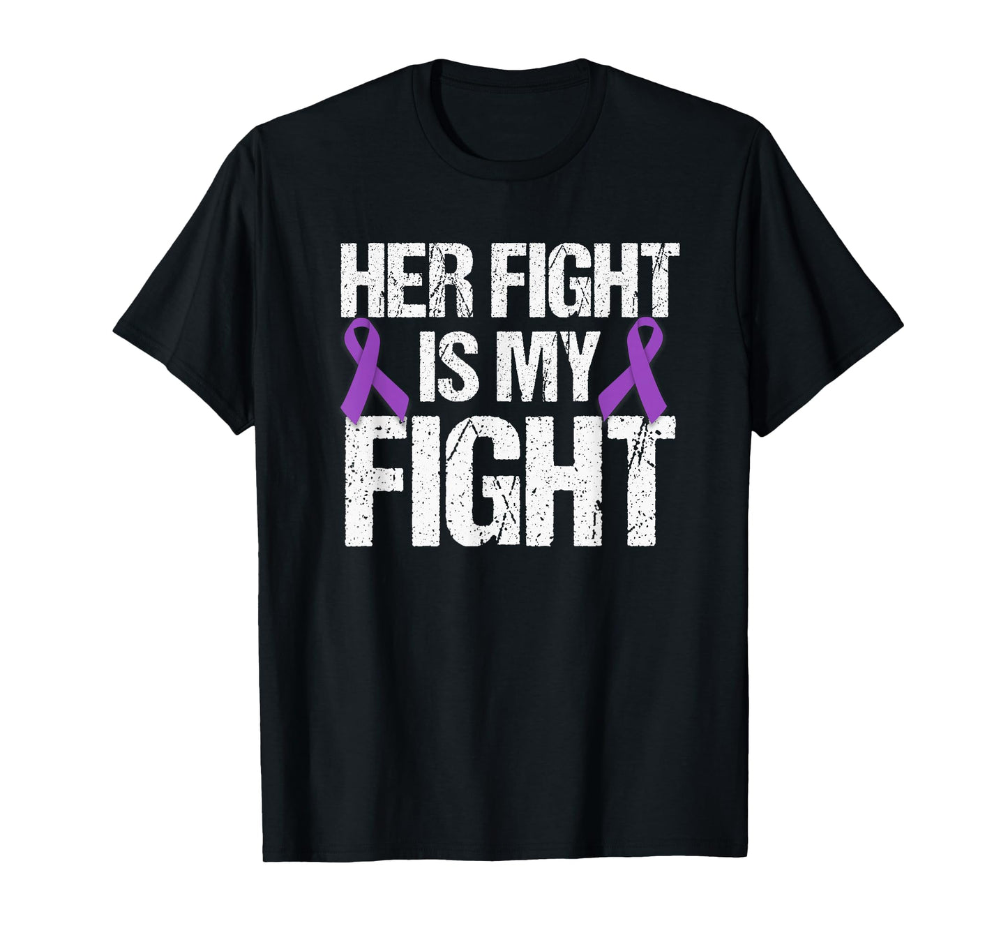Her Fight Is My Fight T-Shirt Purple Ribbon Awareness Shirt T-Shirt