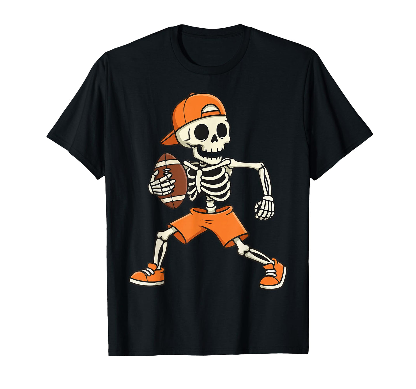 Halloween Skeleton Playing Football for Men Women and Kids T-Shirt