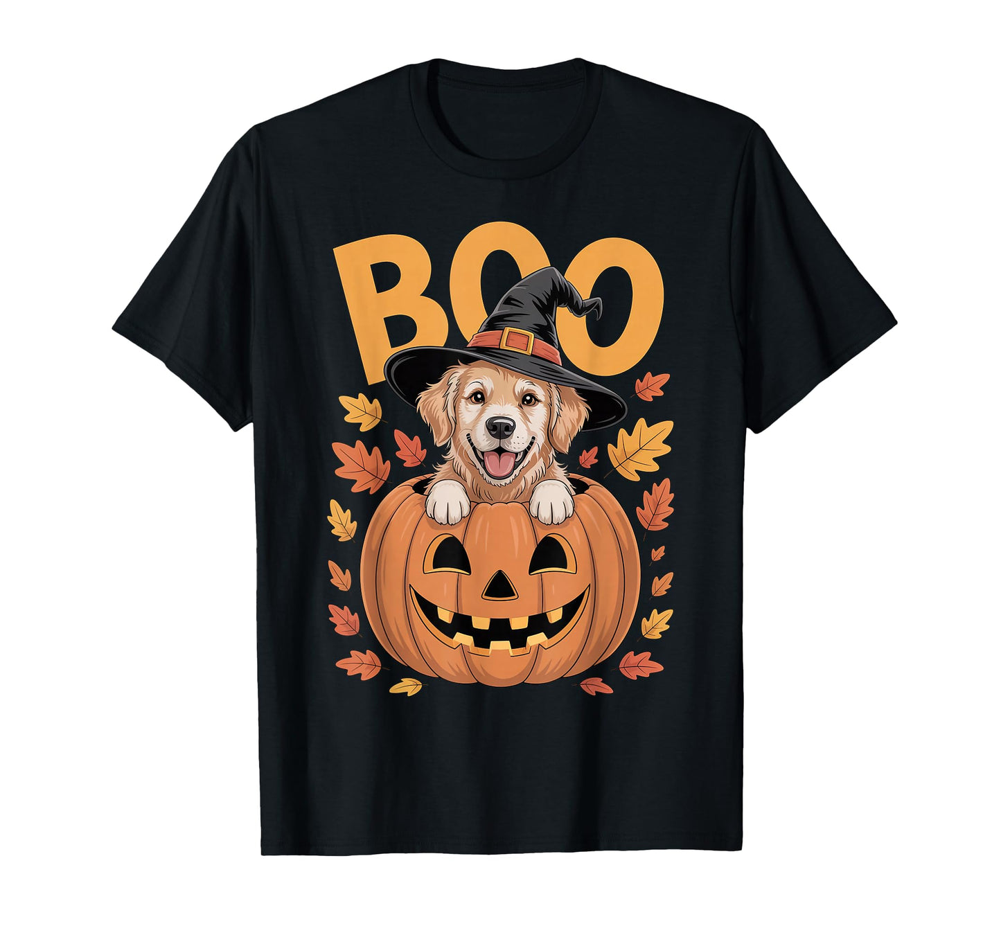 Golden Costume on Pumpkin Halloween Golden Retriever T-Shirt