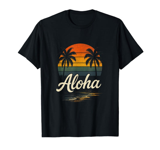 Aloha Hawaii Hawaiian Island Palm Beach Surfboard T-Shirt