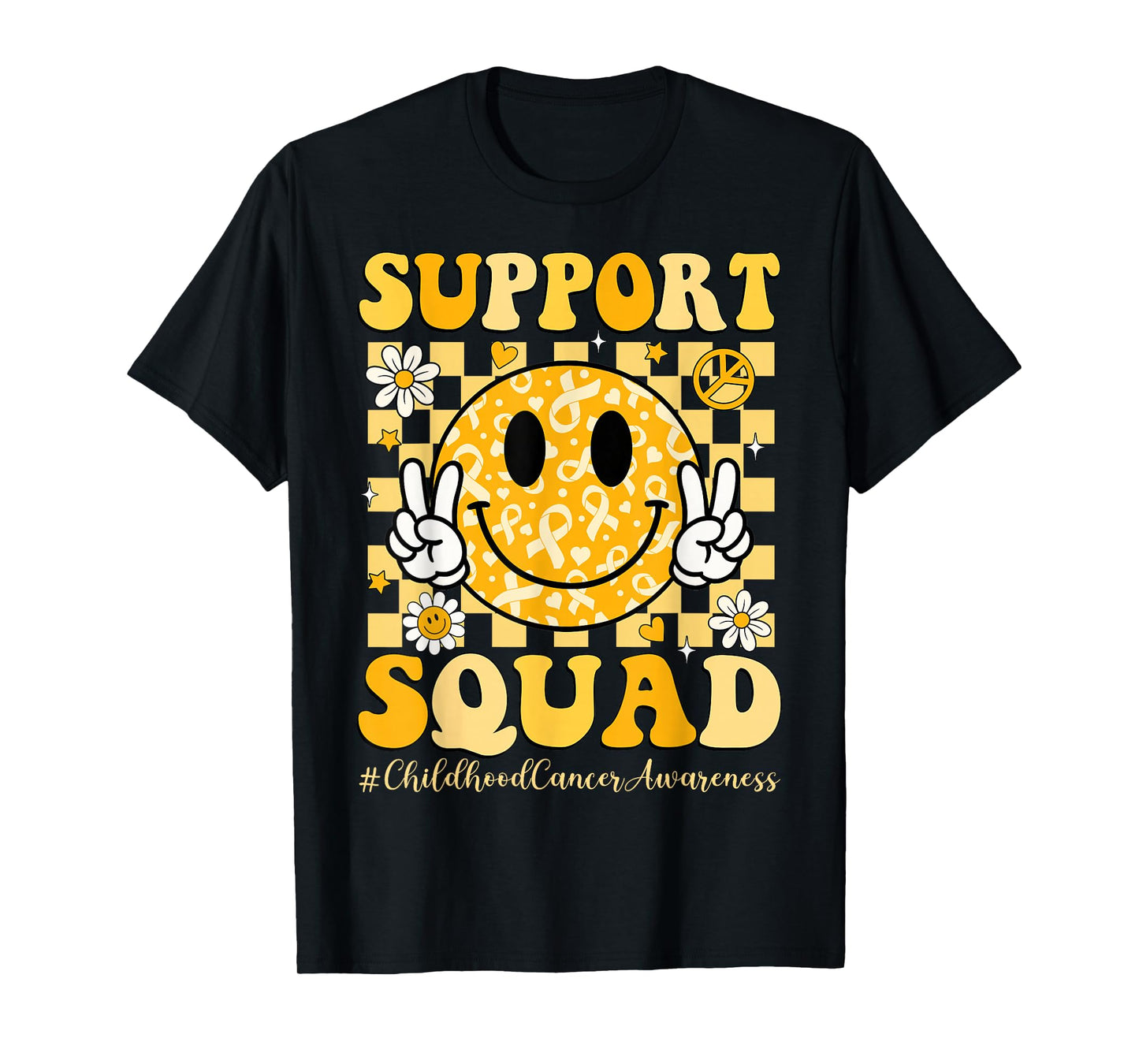 Childhood Cancer Awareness Support Squad Gold Ribbon Kids T-Shirt