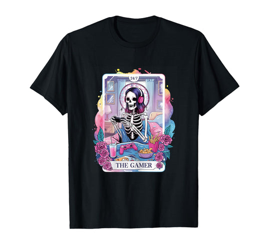Cool Halloween Skeleton Gamer Video Gaming Girls Women T-Shirt