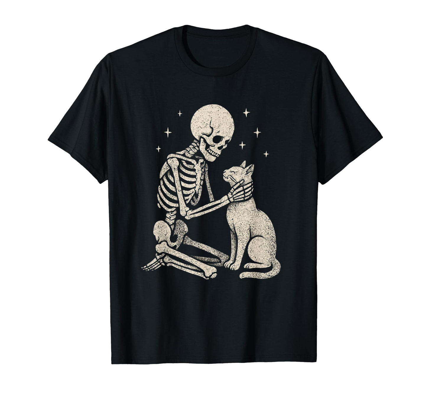 Skeleton Hug Cat Cute Halloween Design T-Shirt