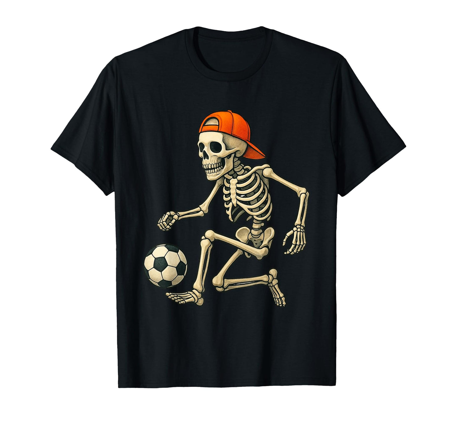 Skeleton Playing Soccer Halloween Football Graphic T-Shirt