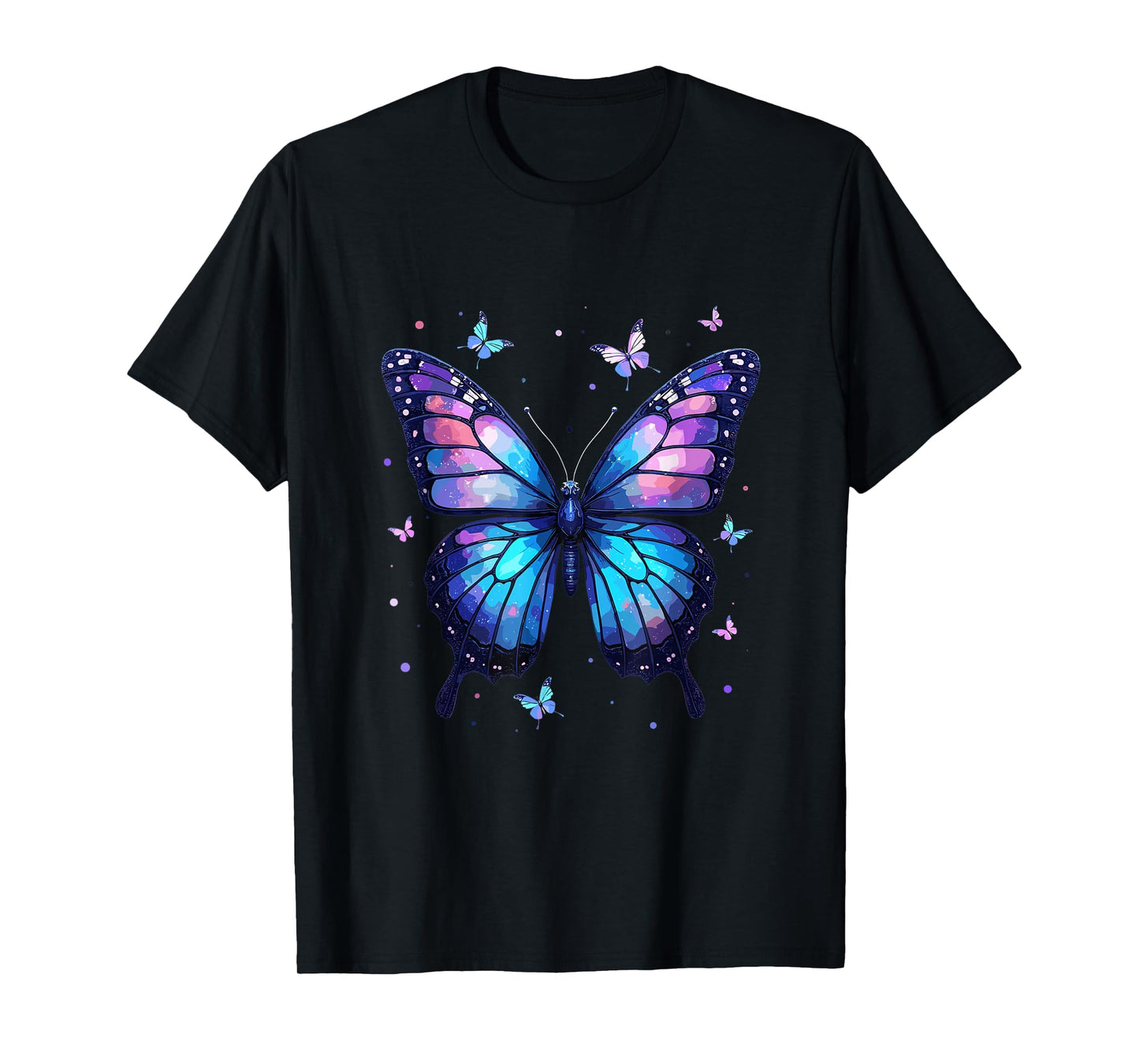 Mystical Artistry Unisex-Child Butterfly Abstract Modern Black T-Shirt, Small, Short Sleeve