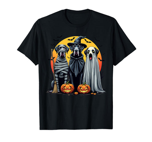 Great Dane Halloween Costume Mummy Witch Ghost T-Shirt