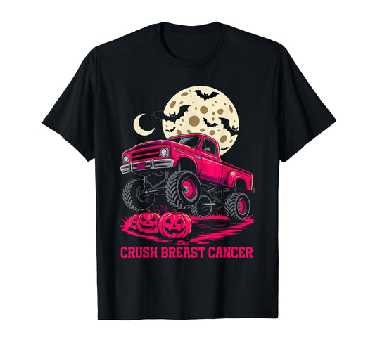 Crush Breast Cancer Awareness Halloween Truck Pink for Kids T-Shirt