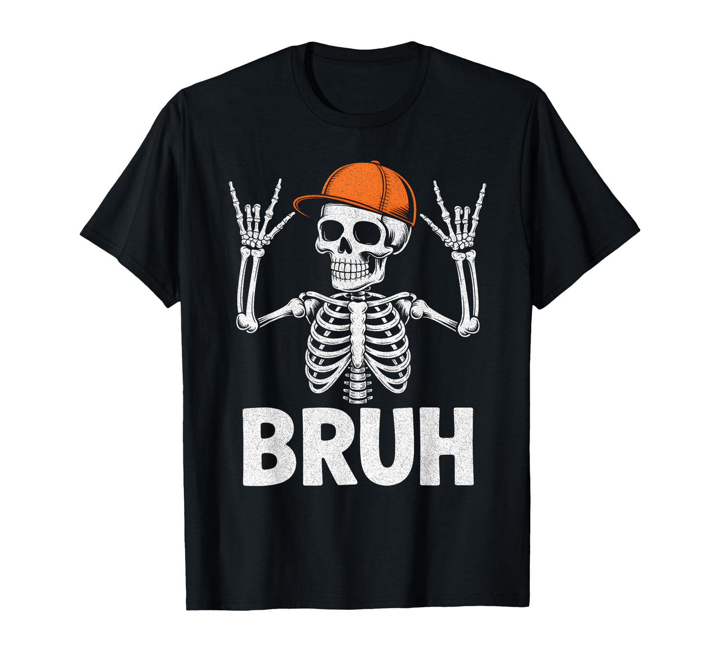 Skeleton Rock On Bruh Halloween Costume Boys Men Teens Kids T-Shirt