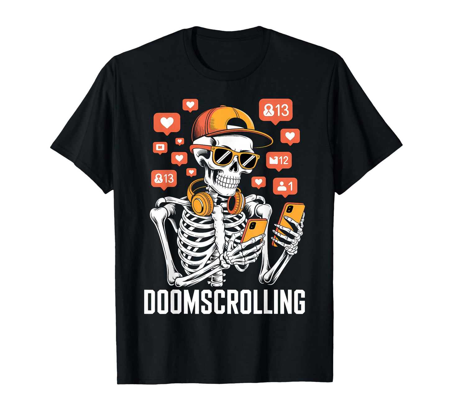 Halloween Skeleton Doomscrolling Costume T-Shirt