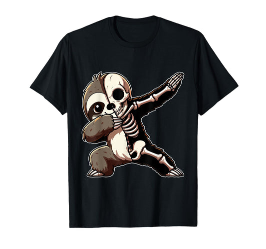 Dabbing Sloth Half Skeleton Halloween Costume Owner Lover T-Shirt