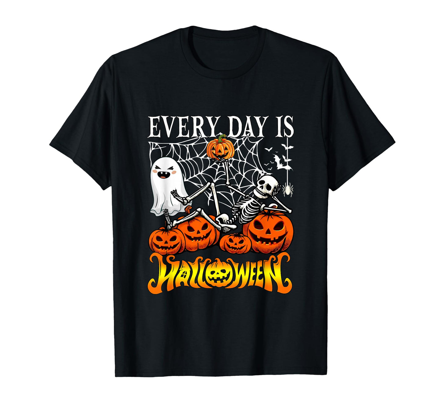 Everyday Halloween Funny Skeleton Boo Ghost Carved Pumpkins T-Shirt