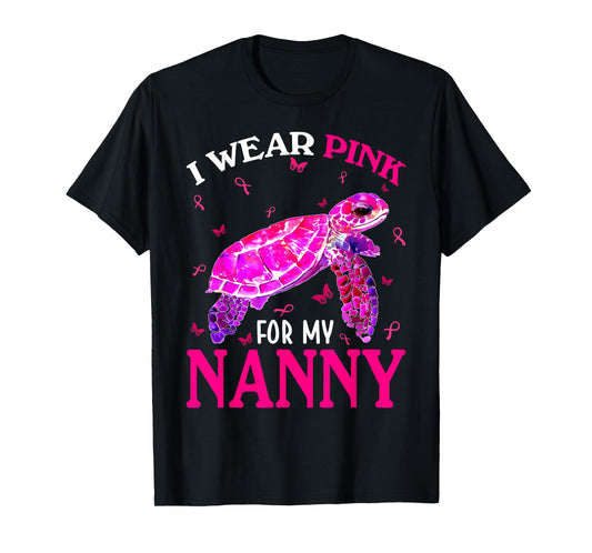 I Wear Pink For My Nanny Breast Cancer Turtle T-Shirt