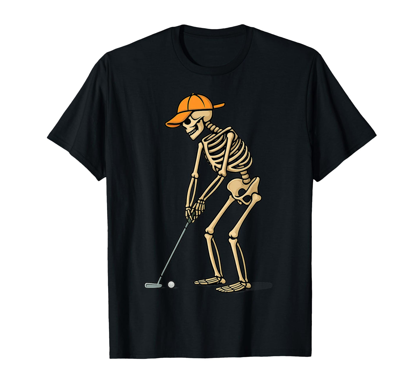 Halloween Skeleton Dad Golfer Putting - Funny Golf Dad Tee T-Shirt