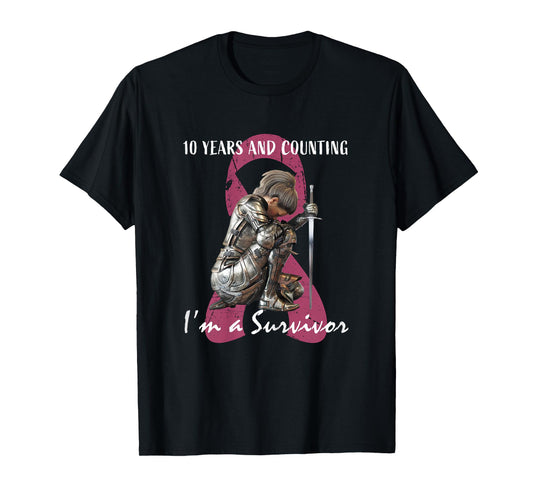 10 Years Cancer Free Gifts 10 Year Breast Cancer Survivor T-Shirt