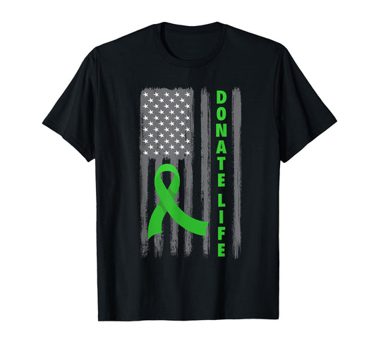 Donate Life Patriotic American Flag USA Kidney Donor Ribbon T-Shirt