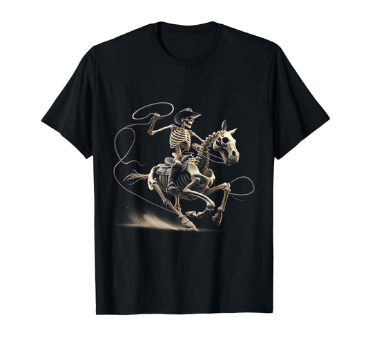 Halloween Cowboy Horse Skeleton Costume T-Shirt