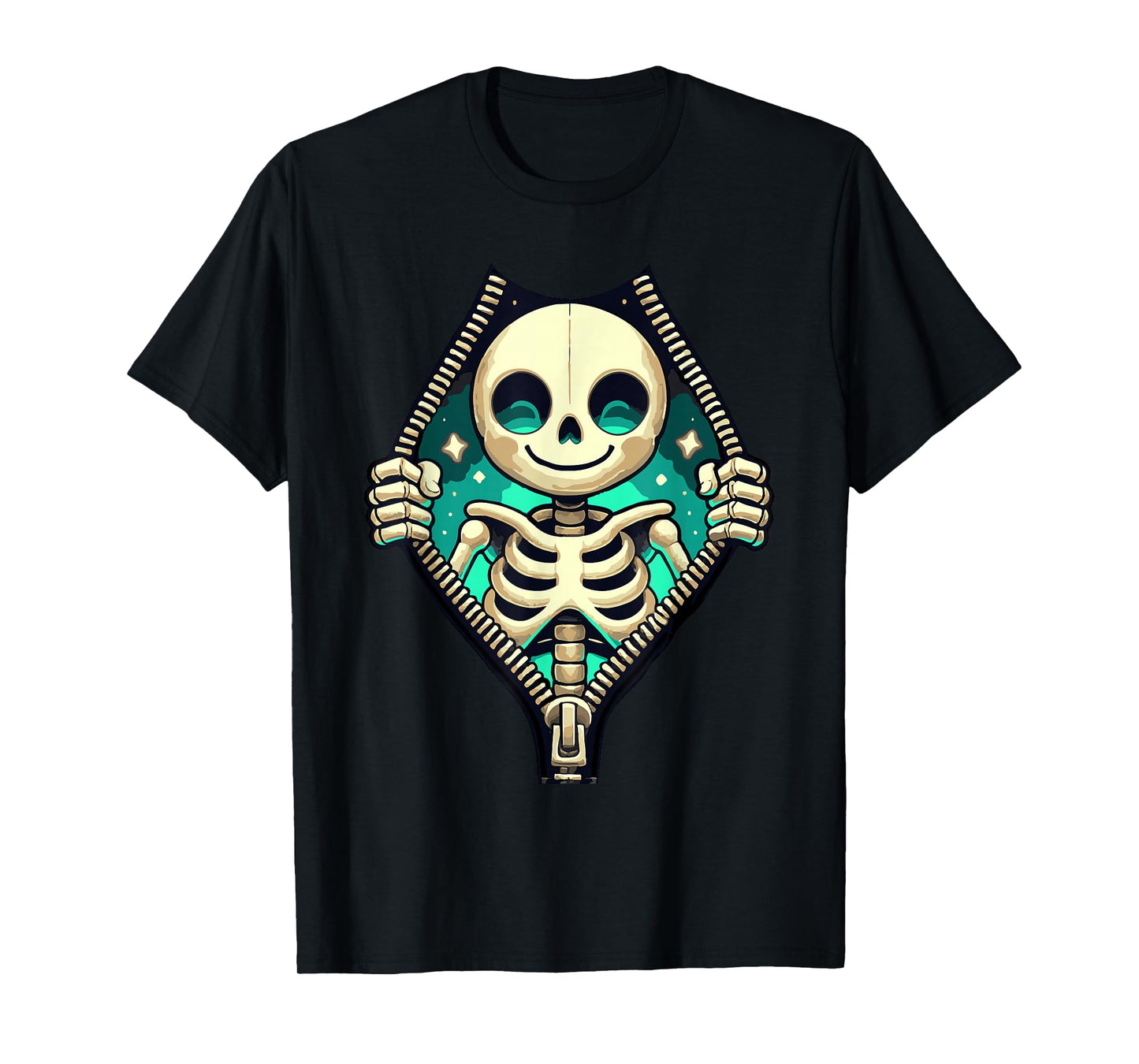 Halloween Skeleton Costume Unzipped Reveal Cute T-Shirt