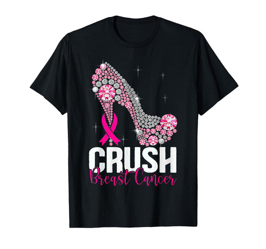 Crush Breast Cancer Awareness Bling Pink Ribbon T-Shirt