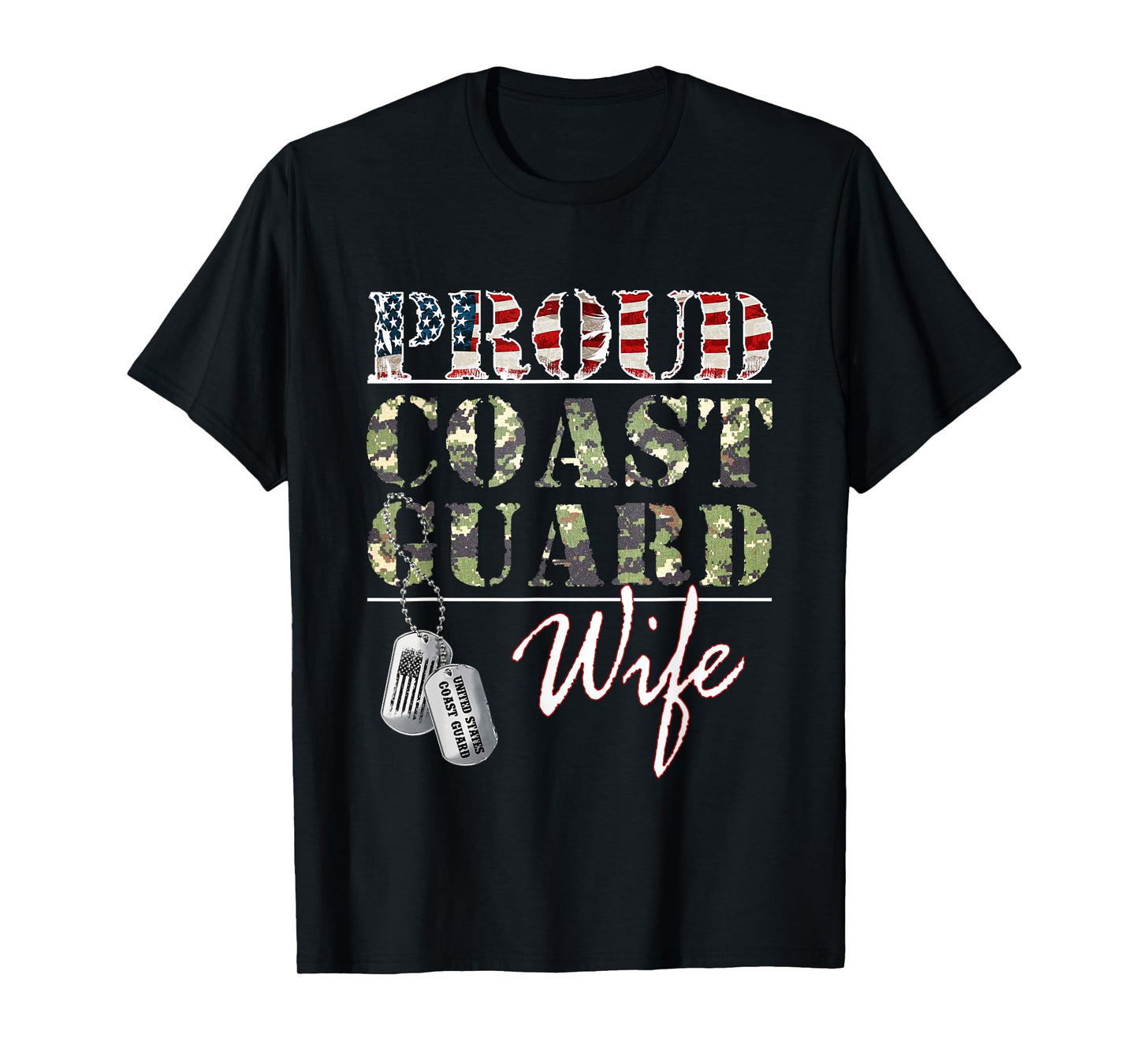 Proud Coast Guard Wife American Veteran Military T-Shirt