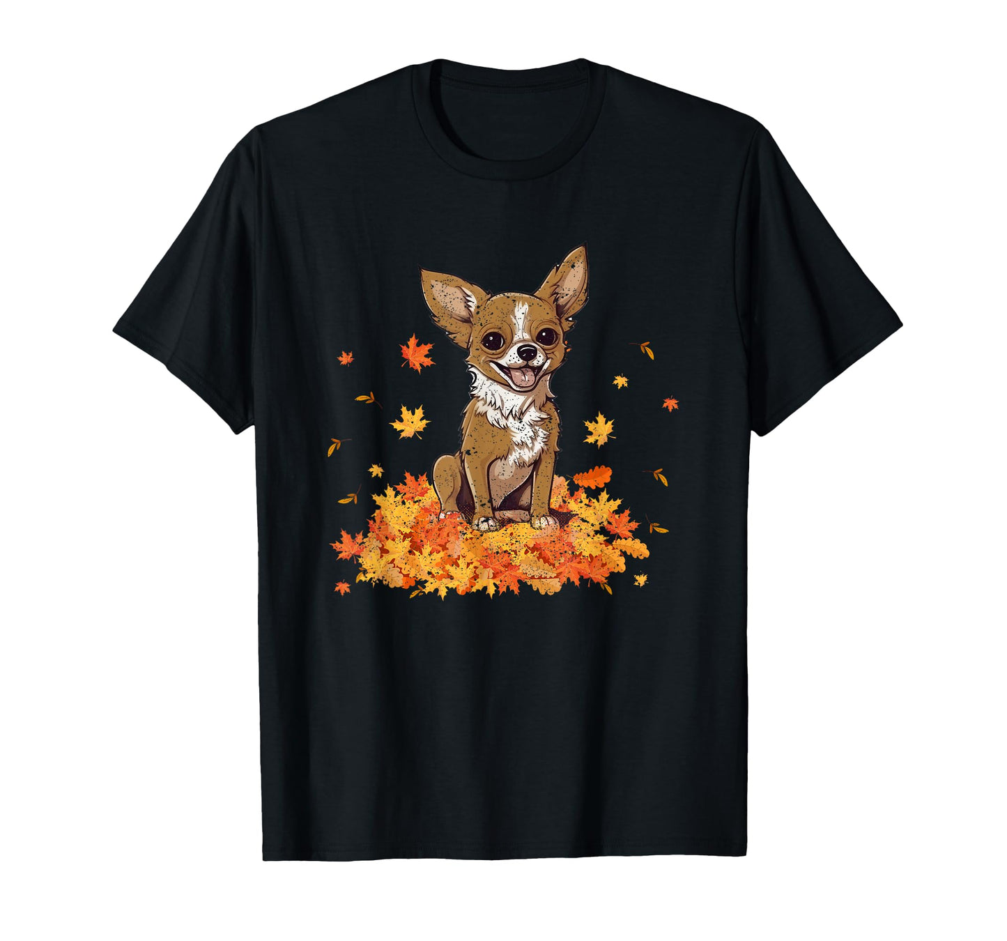 Chihuahua Hello Autumn Dog Lover Fall Leaves Thankgiving T-Shirt