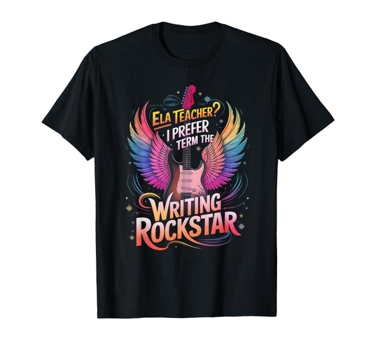 Cute ELA Teacher WRITING ROCKSTAR Book Lover Test Day Team T-Shirt